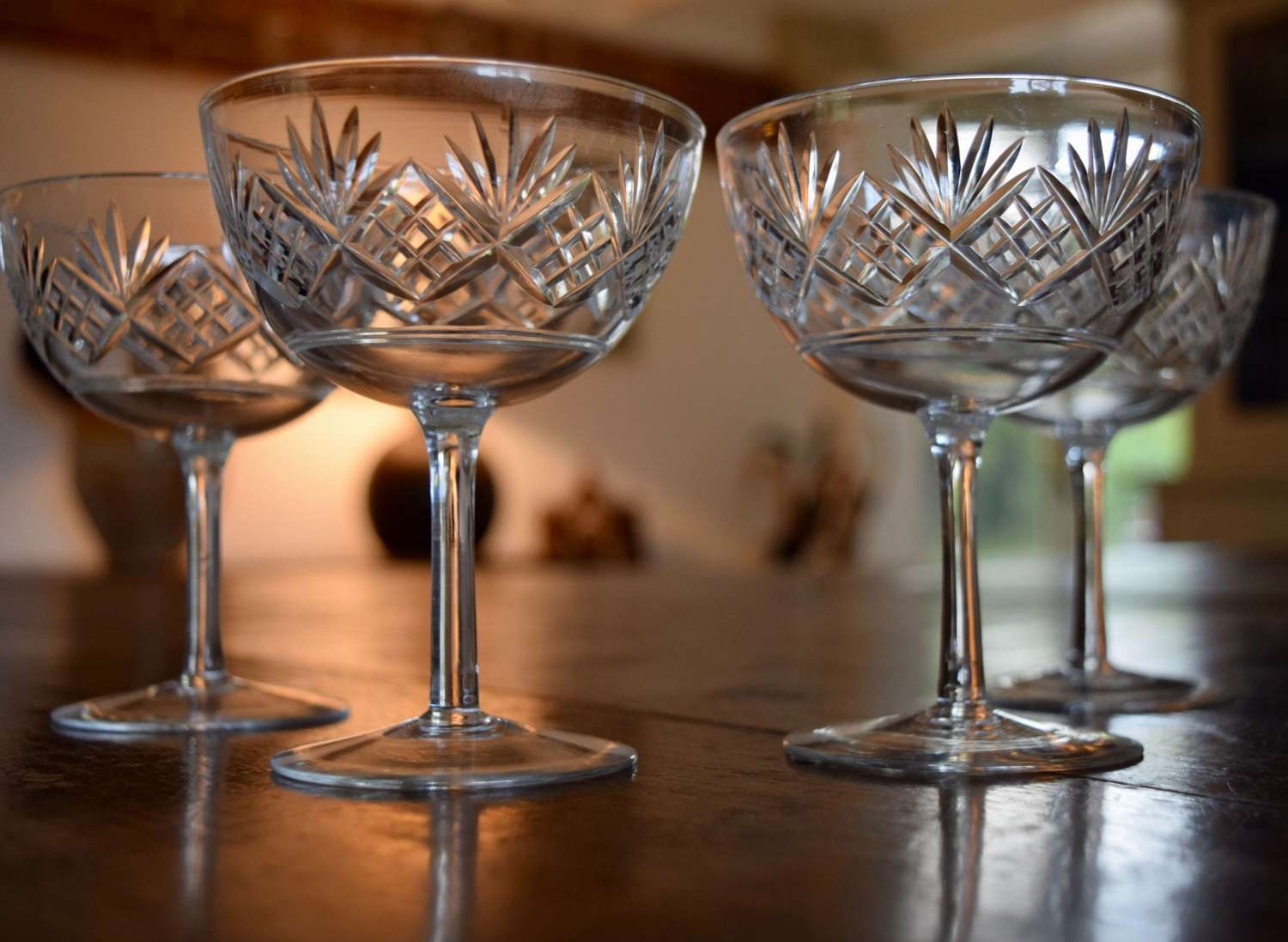 4 Edwardian Champagne Glasses