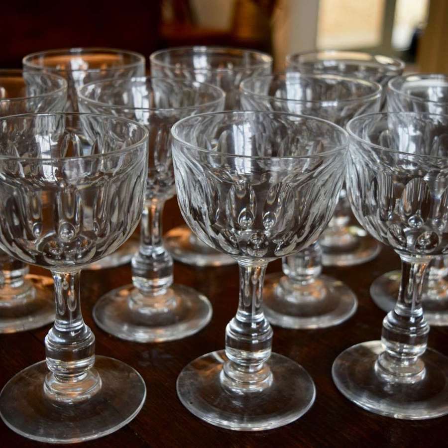 10 Val Saint Lambert Art Deco Large Wine Glasses