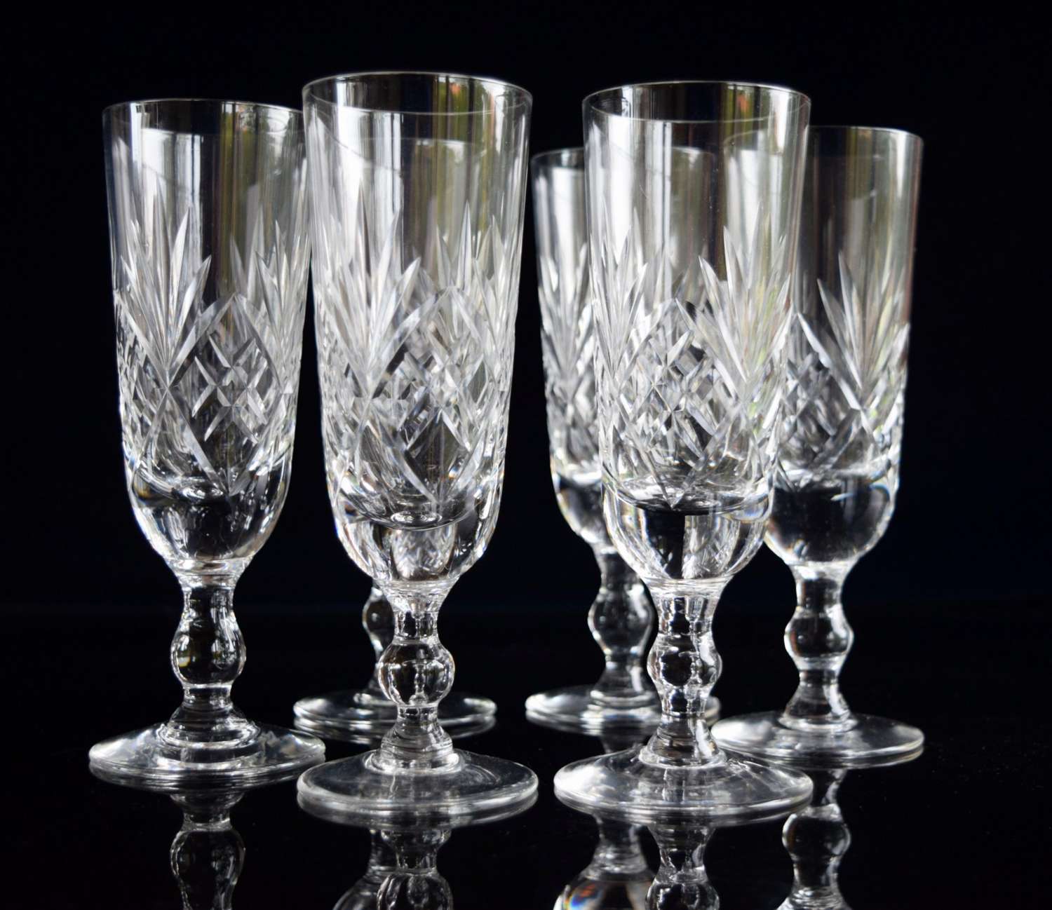 6 Champagne Flutes By Royal Brierley C 1930