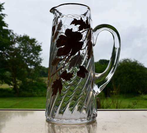 Baccarat Gilded Leaves Jug C1880
