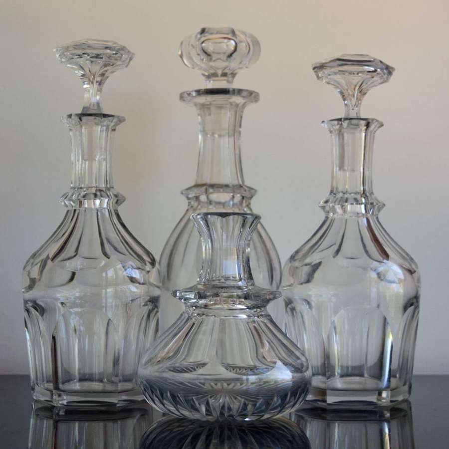 Trio Of French Decanters Early Belle Epoque With Water Carafe