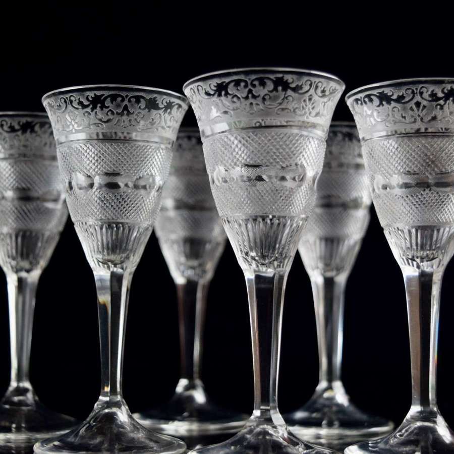 6 Moser Crystal Splendid Liqueur Glasses