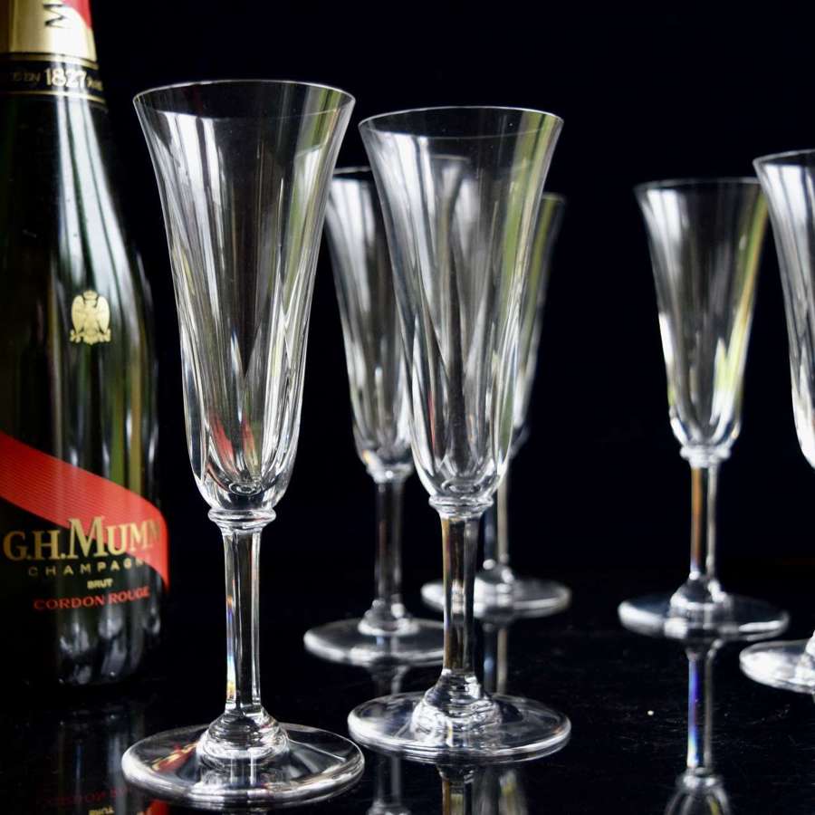 6 St Louis Crystal Cerdagne Champagne Flutes