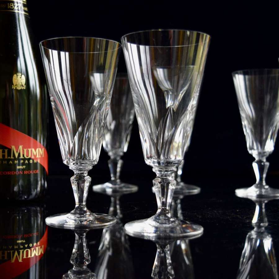 6 Baccarat Chartres Champagne Flutes