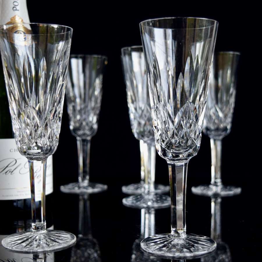 8 Waterford Crystal Lismore Flutes