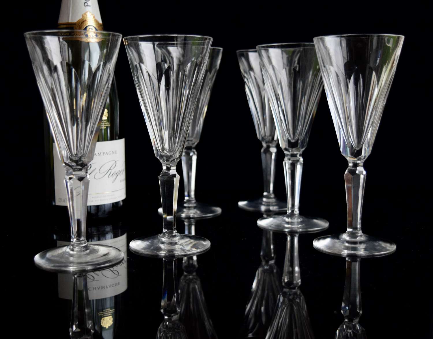 6 Waterford Crystal Sheila Champagne Flutes 7”