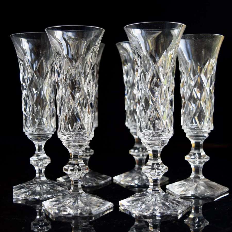 6 Val Saint Lambert Metternich Champagne Glasses