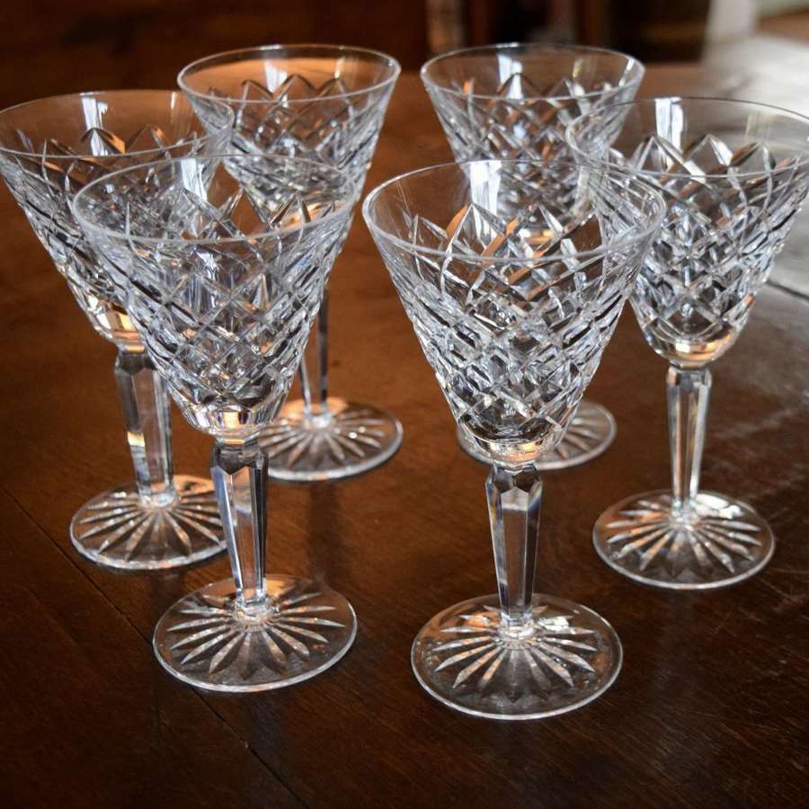 6 Waterford Crystal Adare White Wine Glasses 6 1/4”