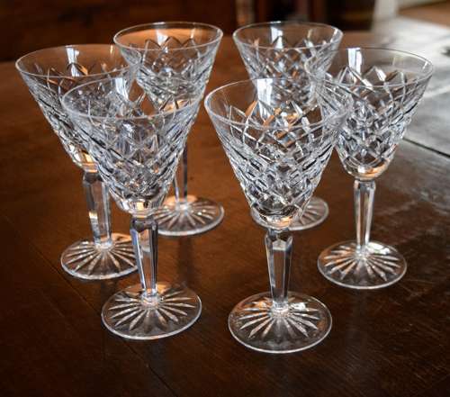 6 Waterford Crystal Adare White Wine Glasses 6 1/4”