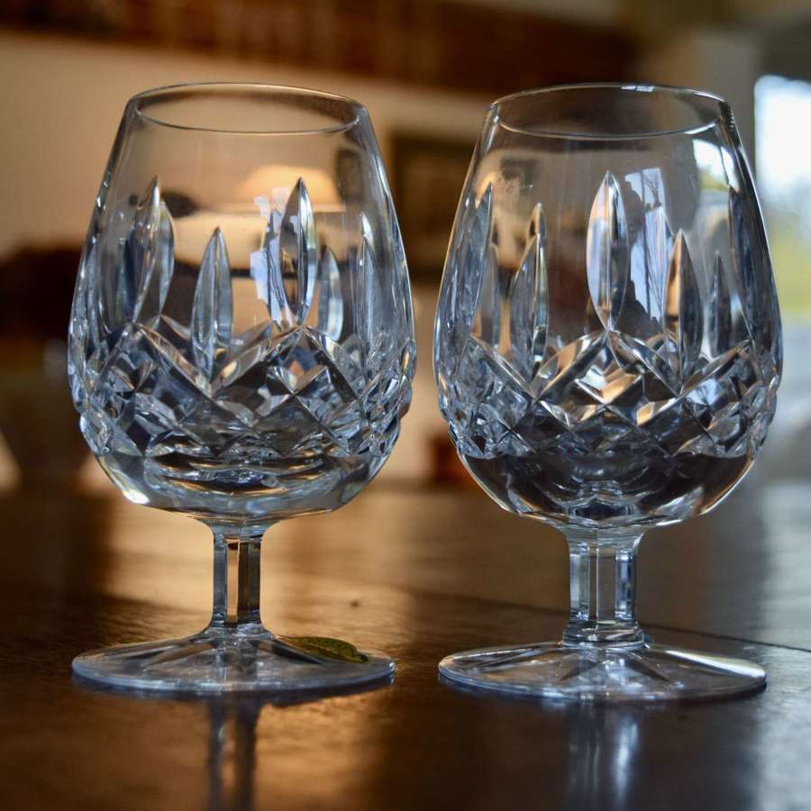 2 Waterford Crystal Lismore Snifter Brandy Glasses 4 ½”