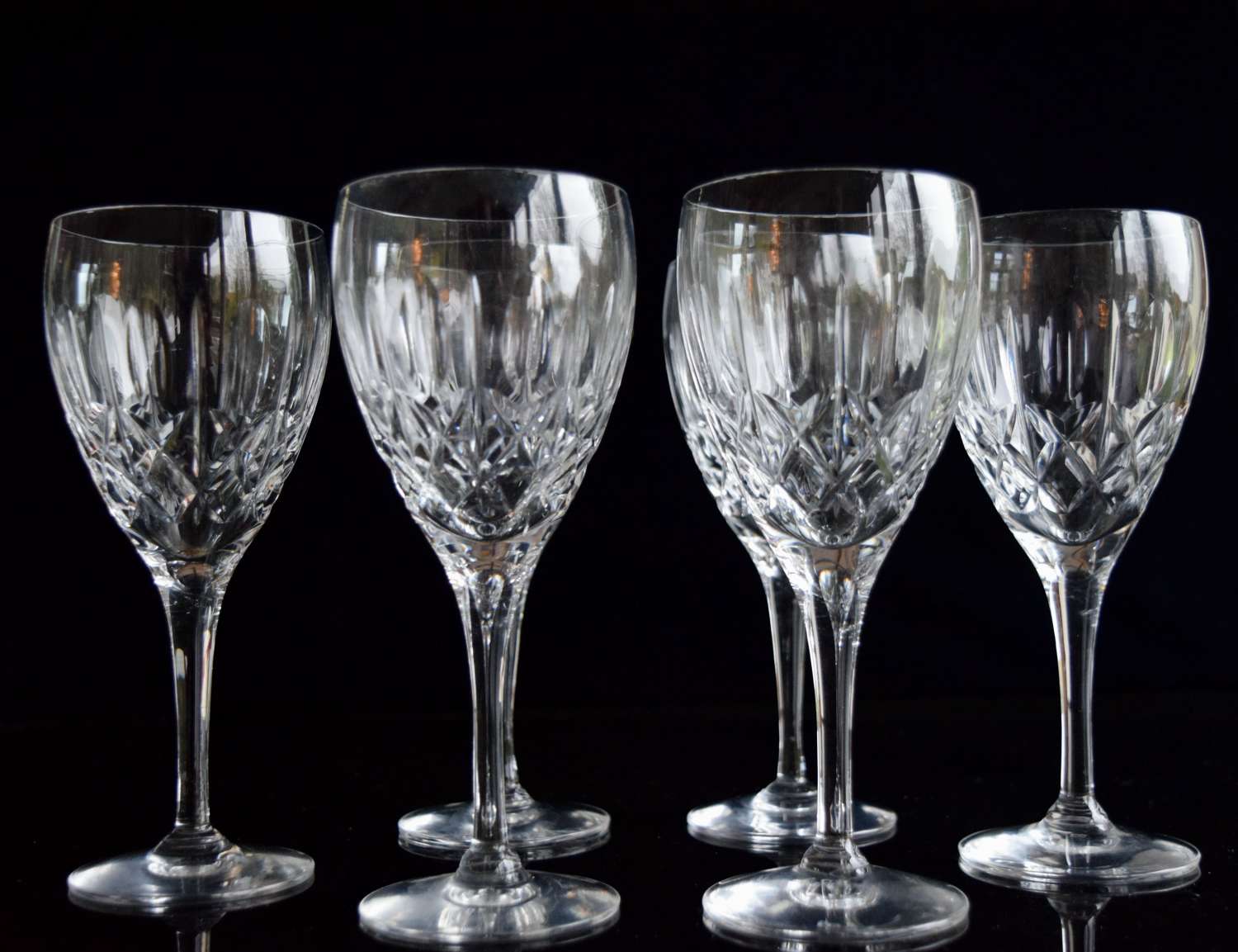 6 Royal Brierley Wine Glasses  6 3/4” c 1970
