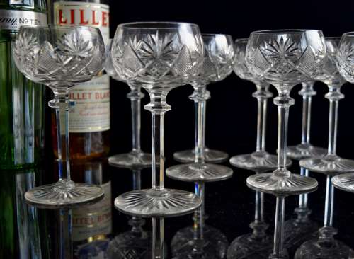 12 Val Saint Lambert Berncastel Digestiv Glasses