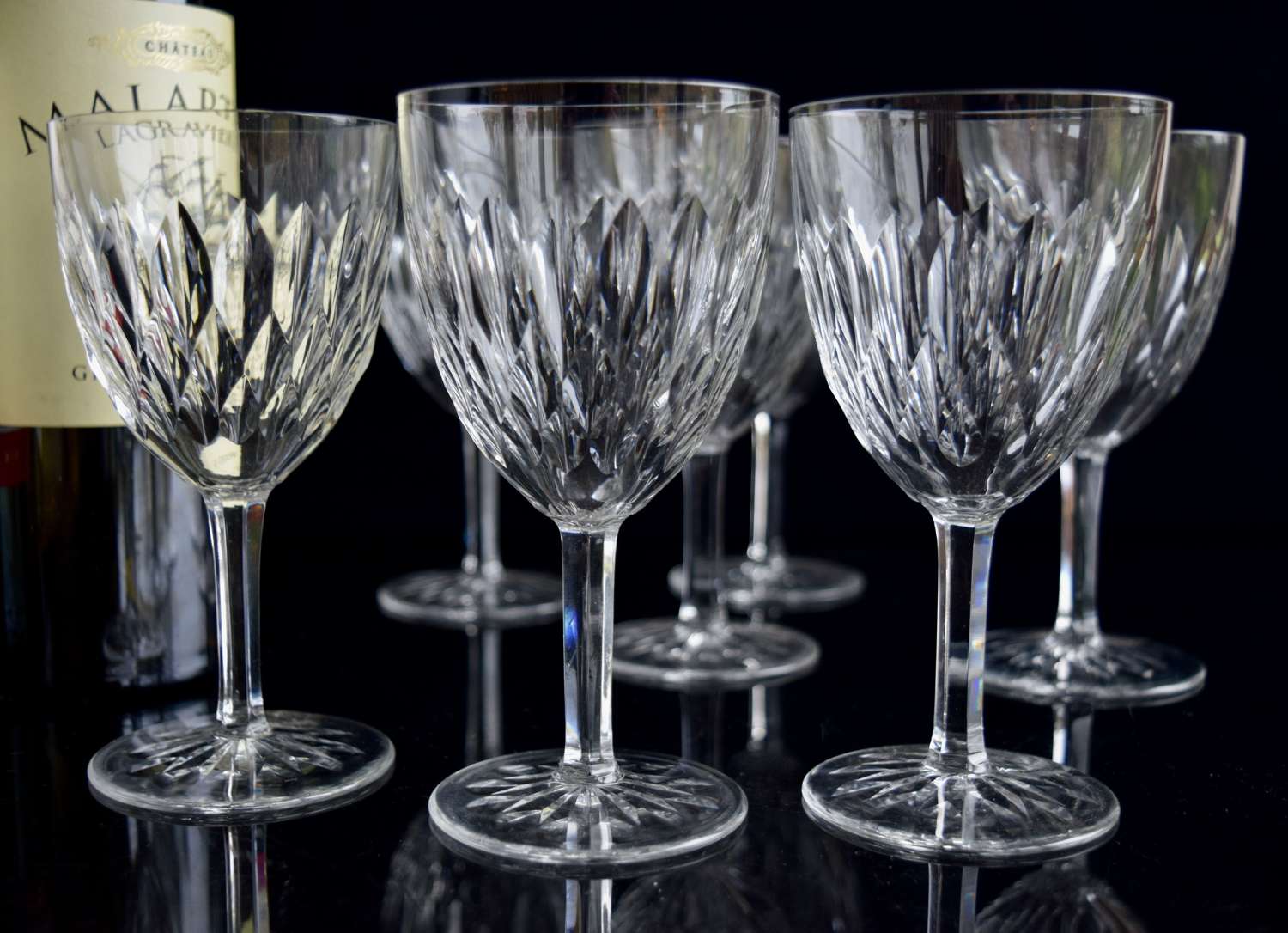 8 Baccarat Crystal White Wine Glasses Artois