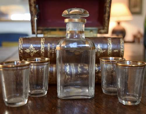 Antique Book Tantulus Liqueur Set Paris c 1930
