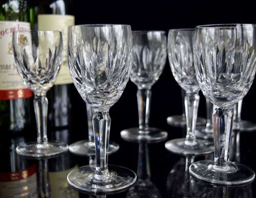 8 Waterford Crystal Kildare Claret Wine Glasses 6 ½”