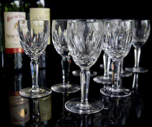 8 Waterford Crystal Kildare Claret Wine Glasses 6 ½”