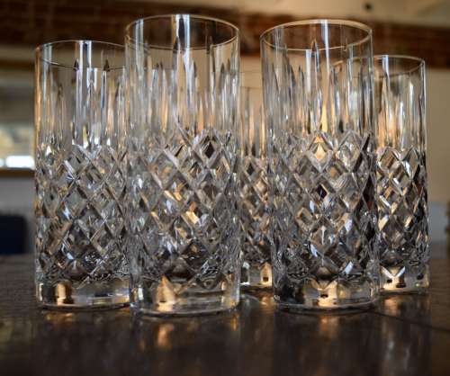 6 Stuart Crystal Shaftesbury Hiball Glasses