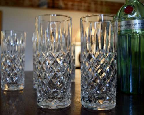 6 Stuart Crystal Shaftesbury Hiball Glasses