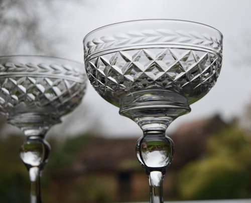 2 Bridge Crystal Seawitch Champagne Glasses