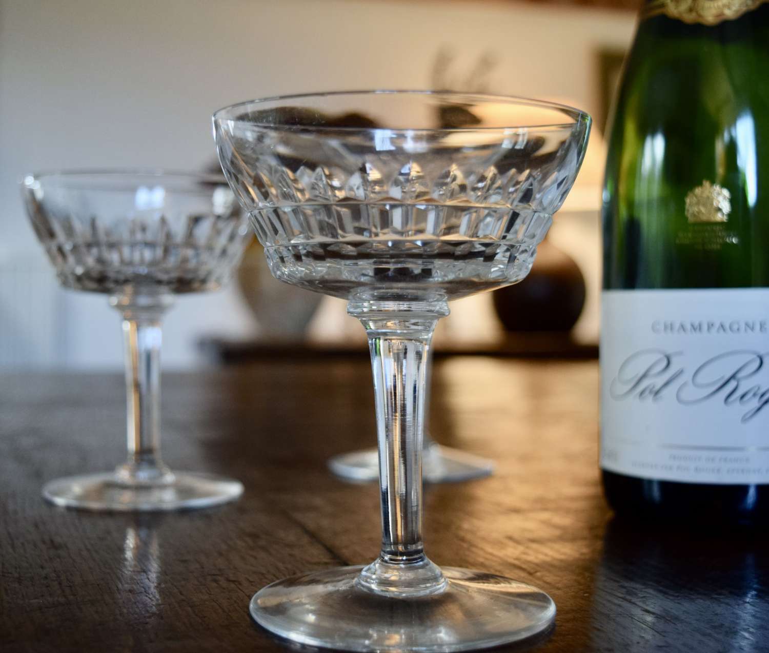 4 Val Saint Lambert Art Deco Champagne Glasses
