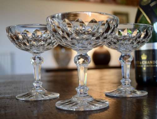 3 Baccarat Juvisy Champagne Coupes
