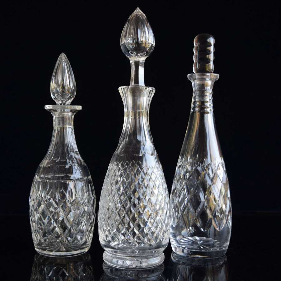 3 Decanters Art Deco to Mid Century