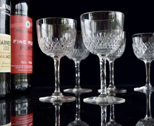10 Edwardian Port Glasses mixed set