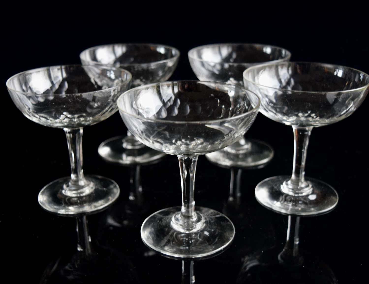 5 Baccarat Champagne Glasses in glass c 1900