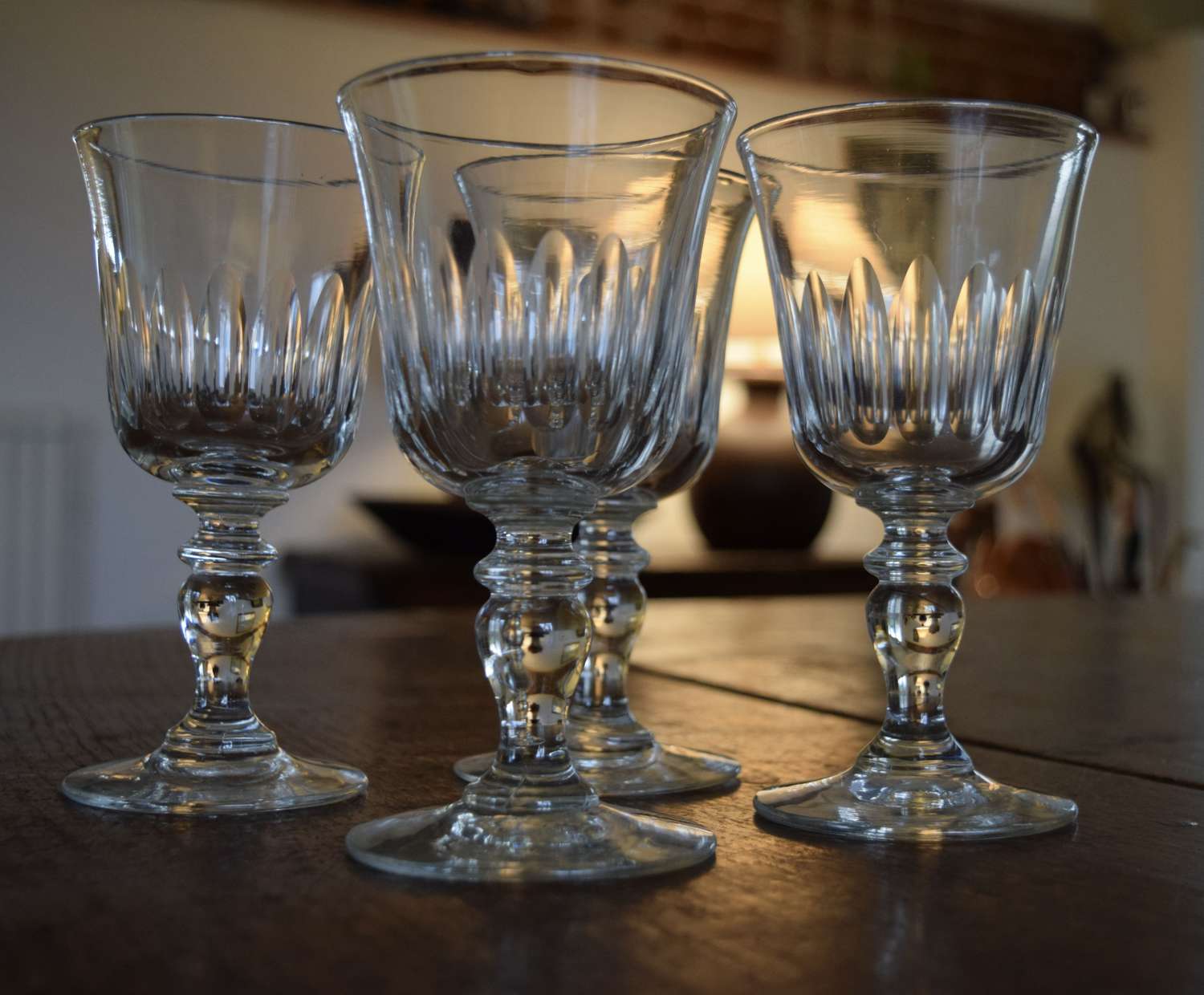 4 glass large Wine Glasses  c1915