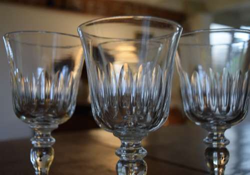 4 glass large Wine Glasses c1915
