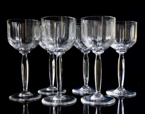 6 St Louis Crystal Albi Burgundy Wine Glasses
