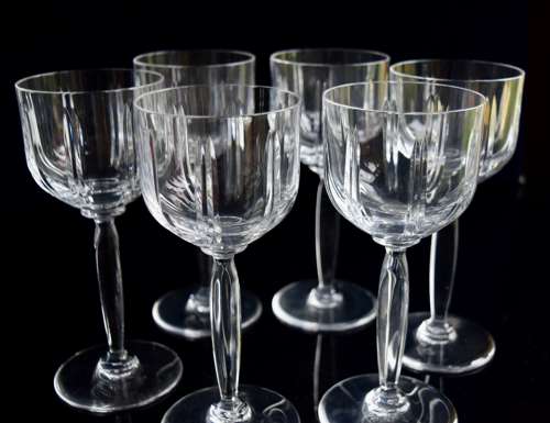 6 St Louis Crystal Albi Burgundy Wine Glasses