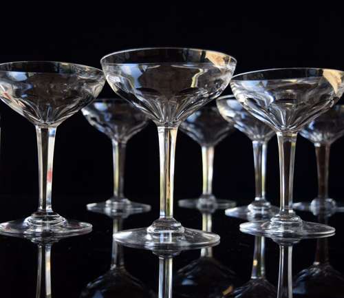 9 Val Saint Lambert Champagne Glasses