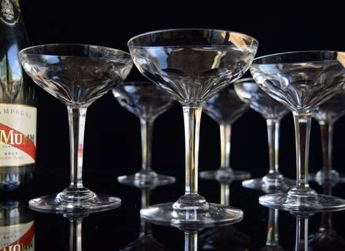 9 Val Saint Lambert Champagne Glasses