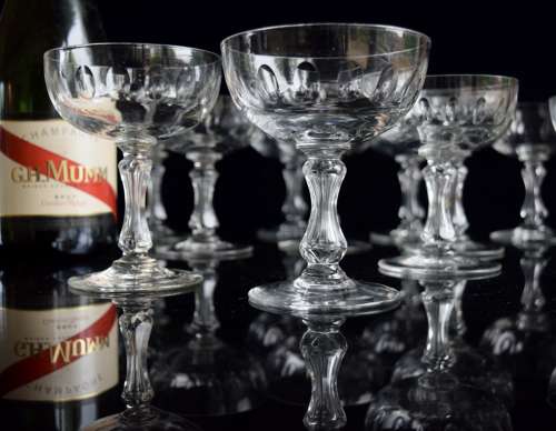 10 Val Saint Lambert Champagne Glasses c1920