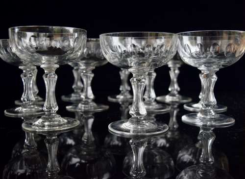 10 Val Saint Lambert Champagne Glasses c1920