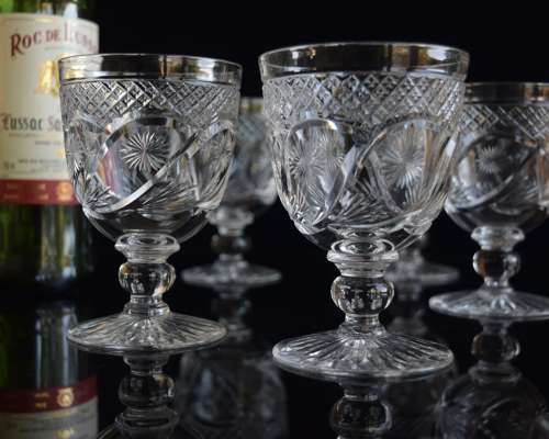 5 Edinburgh Crystal Wine Goblets c 1950s