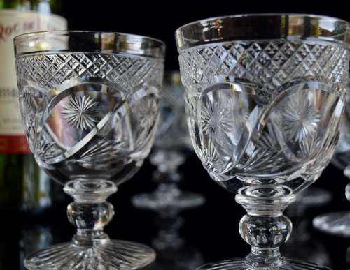 5 Edinburgh Crystal Wine Goblets c 1950s