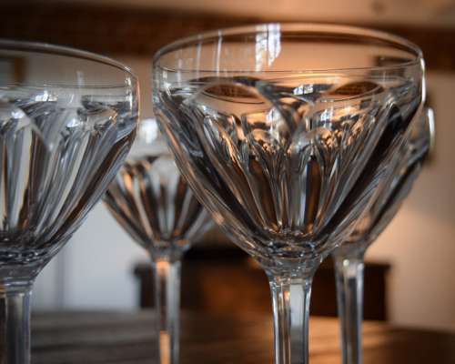 5 Val Saint Lambert large Wine Glasses