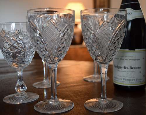 6 Royal Brierley Wine Glasses exceptional c 1930