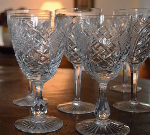 6 Royal Brierley Wine Glasses exceptional c 1930
