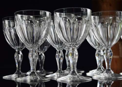 12 Val Saint Lambert Air Plume Wine Glasses large