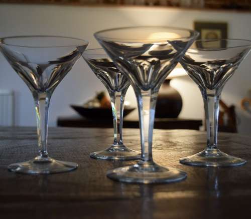 4 Val Saint Lambert Martini Glasses