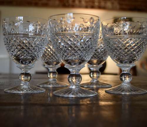 5 Stuart Crystal Beaconsfield Wine Glasses