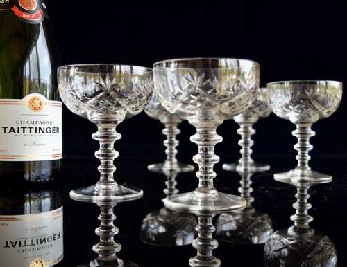 7 Royal Brierley triple knop Champagne Coupes c 1930