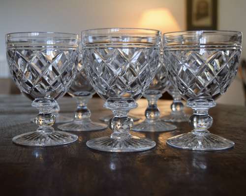 8 Edinburgh & Leith ball stem Wine Glasses c1920s