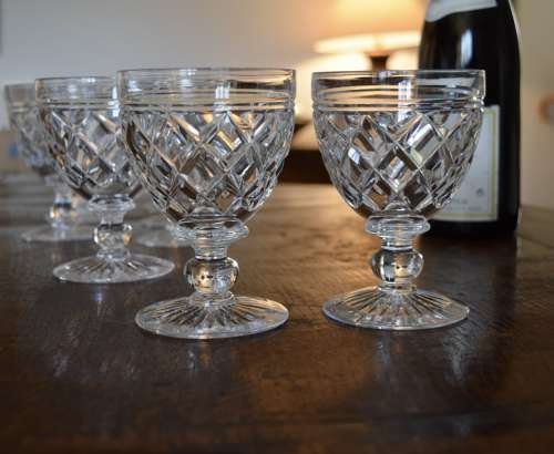 8 Edinburgh & Leith ball stem Wine Glasses c1920s