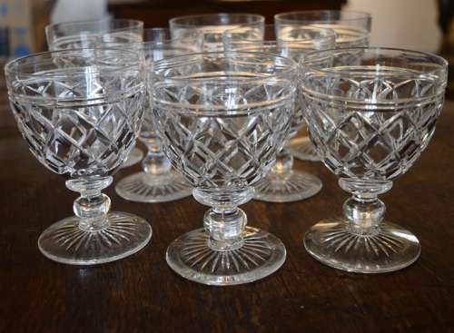 8 Edinburgh & Leith ball stem Wine Glasses c1920s