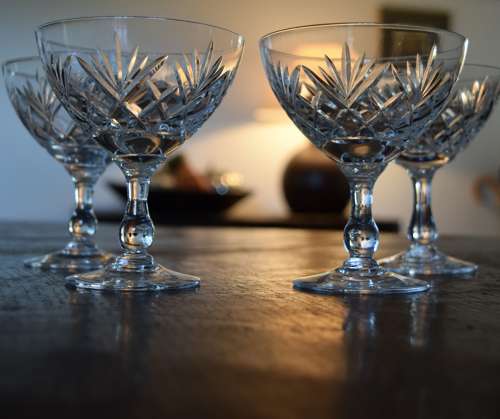 4 Champagne Glasses Royal Brierley c 1930
