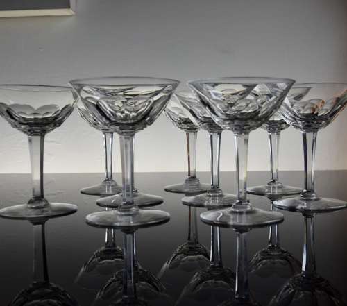 10 Champagne Glasses attributed to Moser c1930